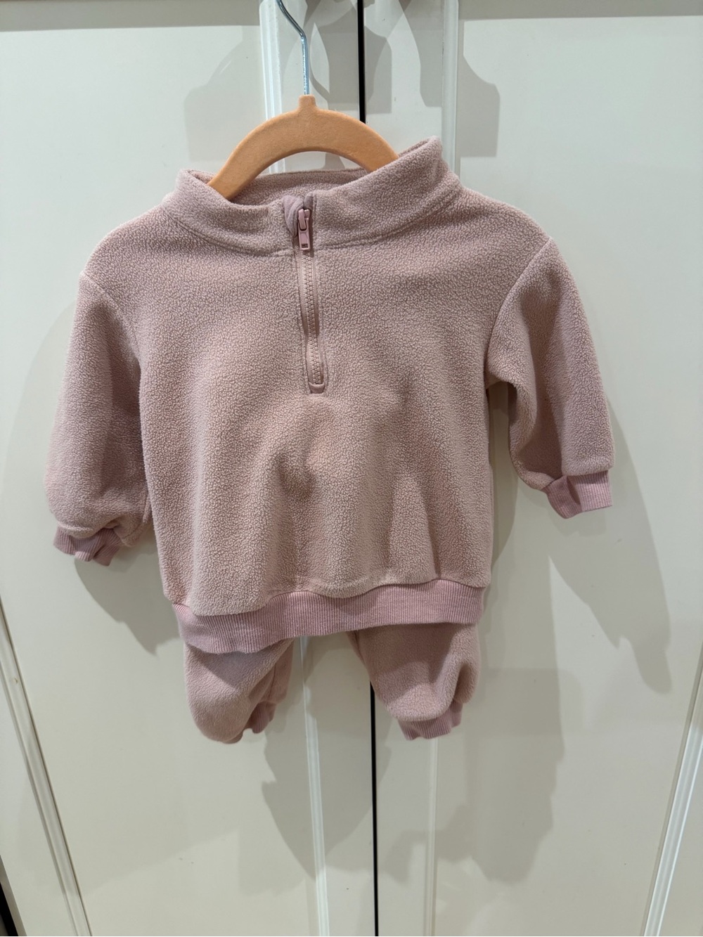 H&M 3m Light Pink Kids Fleece Half-Zip matching set
